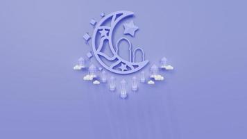 eid al fitr-landingpage-vorlage mit halbmond-3d-renderillustration foto