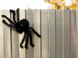 große und künstliche Spinne, Halloween-Dekoration im Freien foto