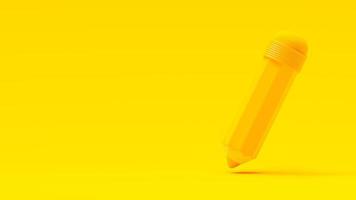 Bleistift auf gelbem Hintergrund. minimales ideenkonzept, 3d-rendering. foto