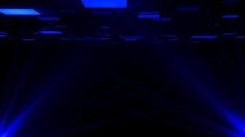 digitaler dunkelblauer futuristischer moderner tech-bühnenraum mit digitaler architekturlinie um lichtscheinwerfer auf schwarz. foto
