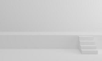 3D-Rendering. Treppe auf weißem Studiohintergrund. Minimale Treppenszene Aufstiegsbühne für Preisverleihung. foto
