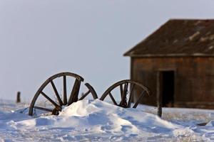 Wagenrad im Winter Saskatchewan foto