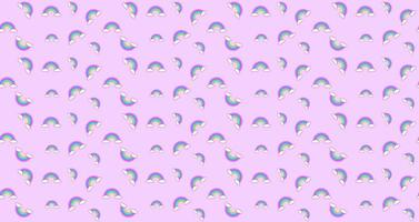 abstraktes Muster Regenbogen und Wolken kawaii Tapetenhintergrund. abstrakte niedliche pastellfarben lustige gesichter cartoon. konzept für kinder und kindergärten oder präsentation und weihnachtstag foto