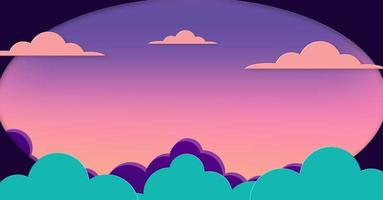 abstrakter kawaii bunter himmel ultravioletter und blühender dahlienhintergrund. Pastell-Comic-Grafik mit weichem Farbverlauf. konzept für das design oder die präsentation von hochzeitskarten foto
