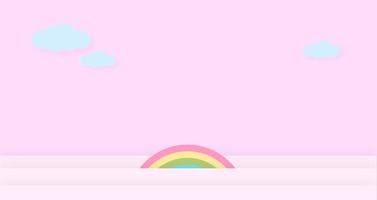 abstrakter kawaii rosa bewölkter bunter himmelhintergrund. Pastell-Comic-Grafik mit weichem Farbverlauf. Konzept für Kinder und Kindergärten oder Präsentation