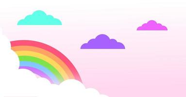 abstrakter raindow kawaii rosa bewölkter bunter himmelhintergrund. Pastell-Comic-Grafik mit weichem Farbverlauf. Konzept für Kinder und Kindergärten oder Präsentation foto