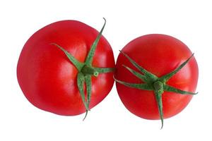 zwei rote Tomaten auf weißem Hintergrund, isolieren foto