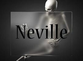 Neville-Wort auf Glas und Skelett foto