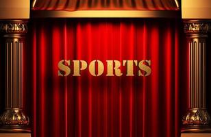 Sport goldenes Wort auf rotem Vorhang foto