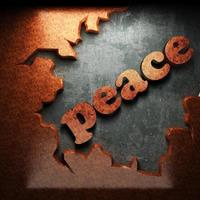 Friedenswort aus Holz foto