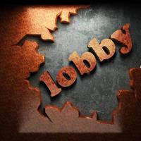 Lobby-Wort aus Holz foto