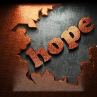 Hoffnung Vektorwort aus Holz foto