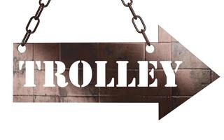 Trolley-Wort auf Metallzeiger foto