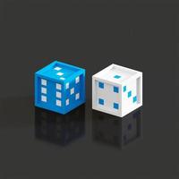 3D-Voxel-Rendering von Würfeln mit blauem, weißem und schwarzem Farbschema foto