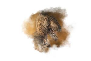 Giganotosaurus-Dinosaurier auf Rauchhintergrund foto