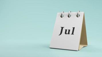 Juli auf Papiertischkalender 3D-Rendering foto