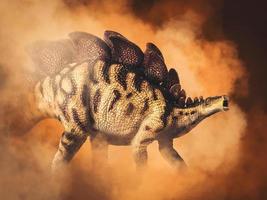 Stegosaurus-Dinosaurier auf Rauchhintergrund foto