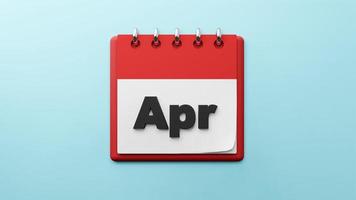 apr auf papiertischkalender 3d-rendering foto