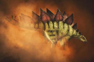 Stegosaurus, Dinosaurier auf Rauchhintergrund foto