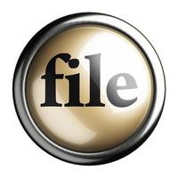 Dateiwort auf isolierter Schaltfläche foto