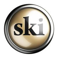 Ski-Wort auf isolierter Schaltfläche foto
