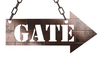 Gate-Wort auf Metallzeiger foto