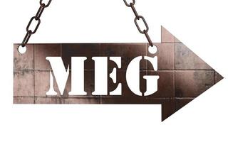 Meg-Wort auf Metallzeiger foto