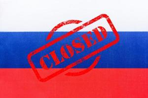 die flagge russlands mit dem siegel ist geschlossen. foto