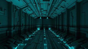 Abstrakter Hintergrund des Sci-Fi-Tortunnels modernes futuristisches Raumschiff, 3D-Darstellung foto