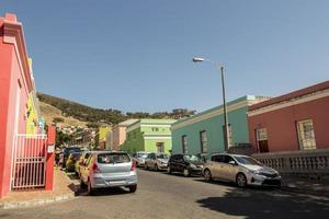 bunte häuser bo kaap bezirk kapstadt, südafrika. foto