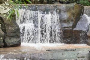 Nahaufnahme grüner Waldwasserfall