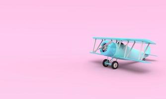 Spielzeug-Oldtimer-Flugzeuge. Abbildung mit leerem Platz für Text. 3D-Rendering foto