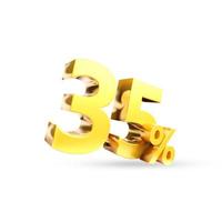 35 Prozent goldenes Symbol, 3D-Darstellung foto