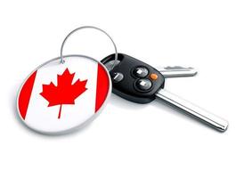 Autoschlüssel mit Kanada-Flagge als Schlüsselanhänger. foto