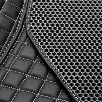Textur aus schwarzem Lederhintergrund mit quadratischem Muster und Stich, Makro foto