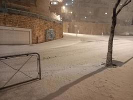 Schnee in Jerusalem und den umliegenden Bergen foto