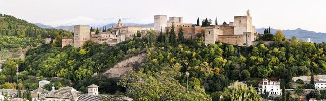 Panorama der Landschaft von Alhambra und Granada von Albaicin foto