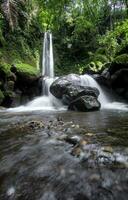 atemberaubender purbosono versteckter wasserfall in einem wald foto