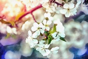 Foto Kirschbaumblüte mit Blumen. die Werke im Stil von