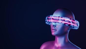3D-Mädchen mit futuristischer vr-Brille