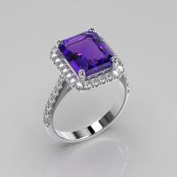 Amethyst-Edelstein-Halo-Verlobungsring foto