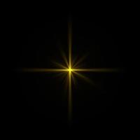 Lens Flare Star Goldlicht Spezialeffekt schwarzer Hintergrund foto