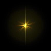 Lens Flare Star Goldlicht Spezialeffekt schwarzer Hintergrund foto