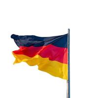 national schwarz rot gelb flagge von deutschland isoliert auf weißem hintergrund, details, nahaufnahme. Konzept der Nationalität, Staatsbürgerschaft und Patriotismus. foto