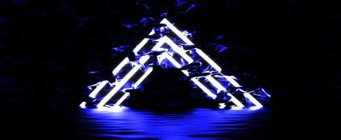 abstrakte leuchtende Pyramide in Dunkelheit gehüllt foto