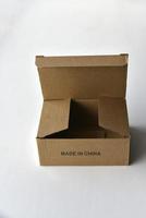 Karton mit der Aufschrift made in china foto
