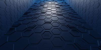 Tunnelkorridor Hexagon Textur Technologie moderne futuristische Science-Fiction-Hintergrund 3D-Illustration foto
