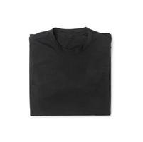 Schwarzes gefaltetes Sport-T-Shirt Mockup vorne und hinten isoliert auf weißem Hintergrund mit Beschneidungspfad foto