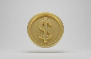 Goldmünze mit Dollarzeichen auf weißem Hintergrund. 3D-Rendering. foto
