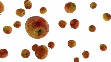 Äpfel fallen auf weißem Hintergrund, fotorealistische 3D-Darstellung foto